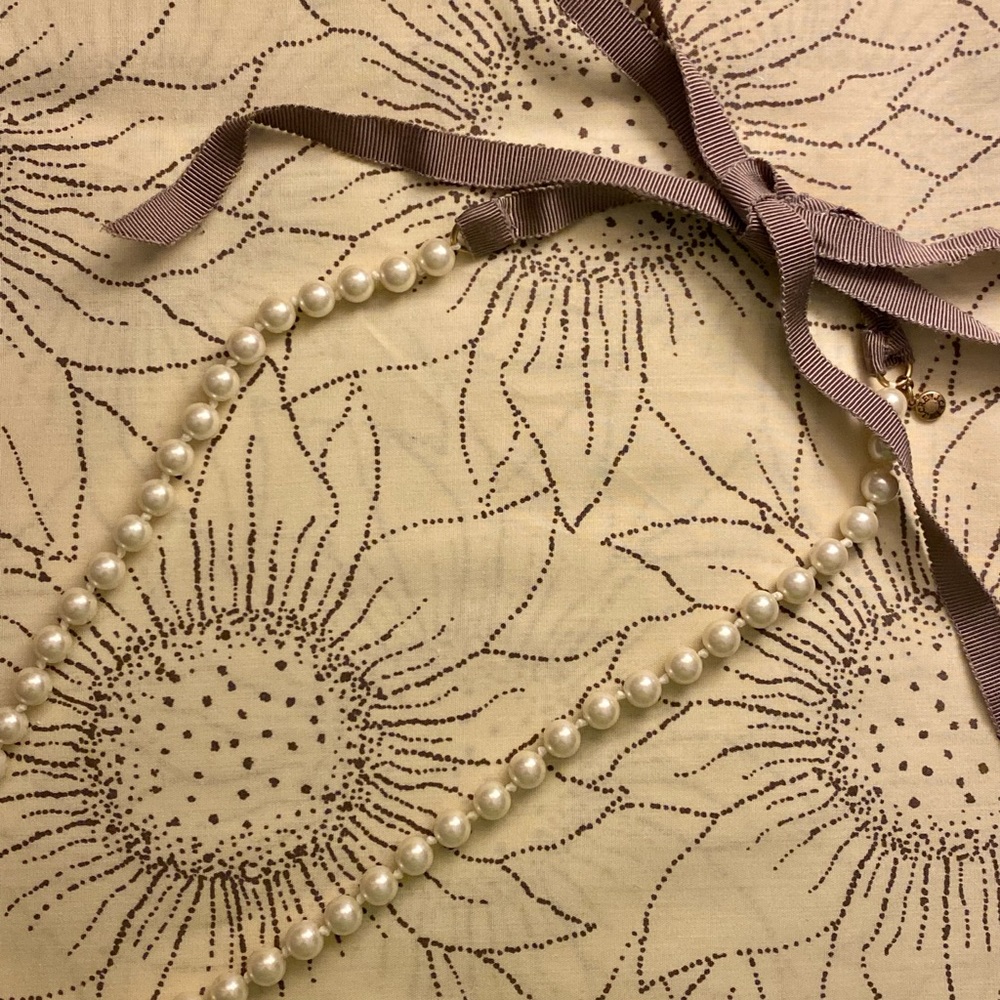 J Crew Ribbon-Tied Faux Pearl Necklace